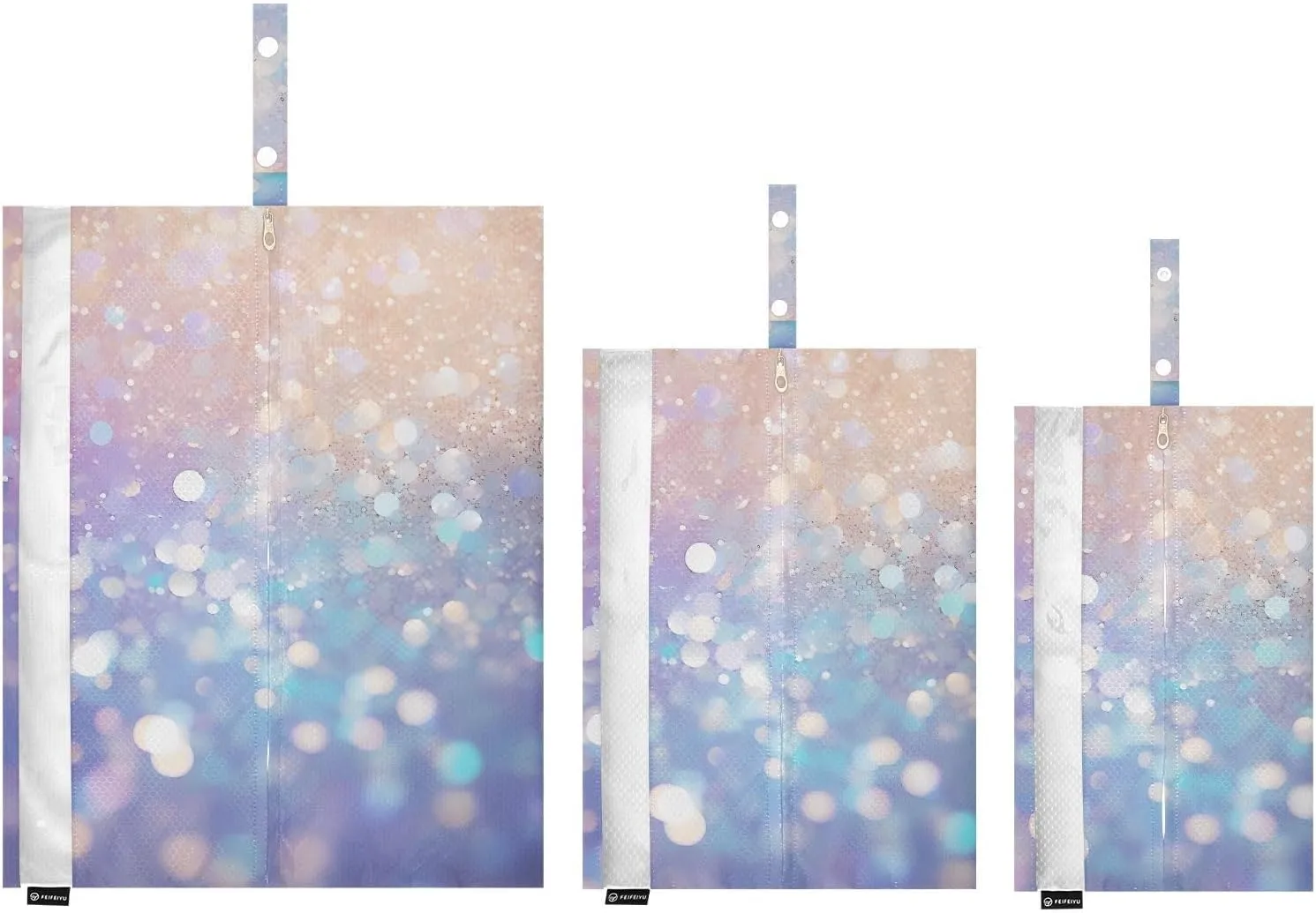 3 Set Travel Packing Cubes For Suitcases, Gemstone Glitter Pink Purple Yellow Blue, Stackable, Garment Bag Closet Storage, Luggage Space Saver, Luggages Management Personnel