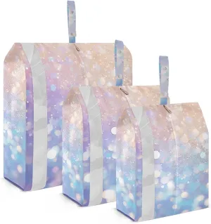 3 Set Travel Packing Cubes For Suitcases, Gemstone Glitter Pink Purple Yellow Blue, Stackable, Garment Bag Closet Storage, Luggage Space Saver, Luggages Management Personnel