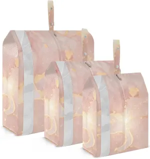3 Set Travel Packing Cubes For Suitcases, Luxury Dusty Rose Gold Quartz, Stackable, Garment Bag Closet Storage, Luggage Space Saver, Luggages Management Personnel