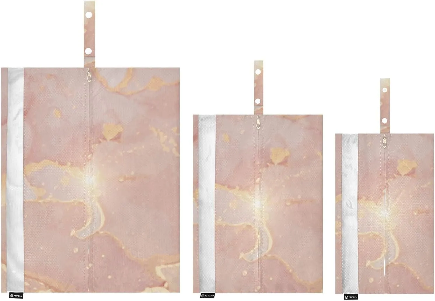 3 Set Travel Packing Cubes For Suitcases, Luxury Dusty Rose Gold Quartz, Stackable, Garment Bag Closet Storage, Luggage Space Saver, Luggages Management Personnel