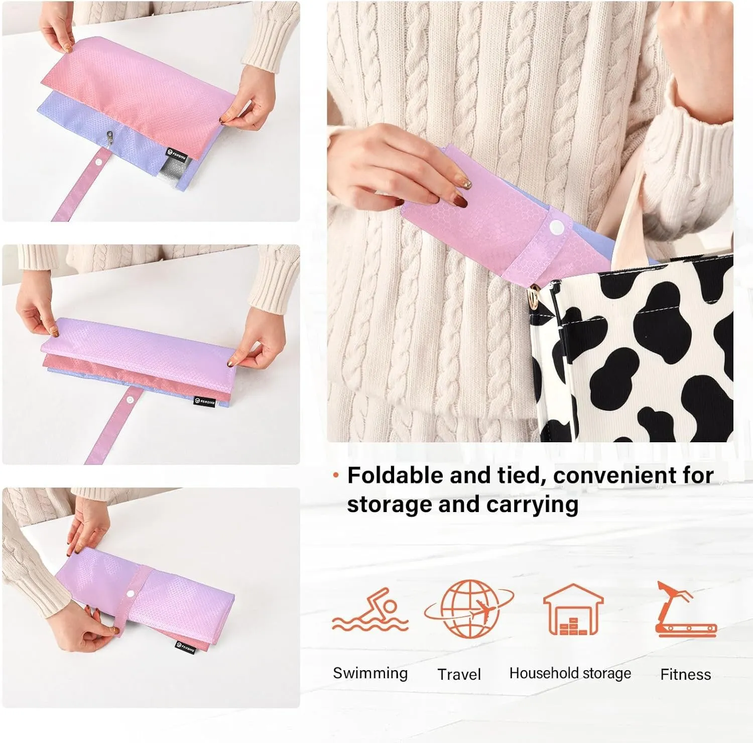 3 Set Travel Packing Cubes For Suitcases, Pink Purple Gradient, Stackable, Garment Bag Closet Storage, Luggage Space Saver, Luggages Management Personnel