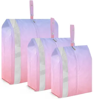 3 Set Travel Packing Cubes For Suitcases, Pink Purple Gradient, Stackable, Garment Bag Closet Storage, Luggage Space Saver, Luggages Management Personnel
