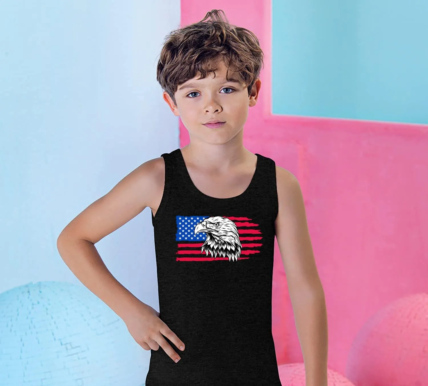 4th of July Tank Tops Boys Girls American Flag Shirts Kids Patriotic USA T-Shirt Cotton Sleeveless Tees Tops 1-7T