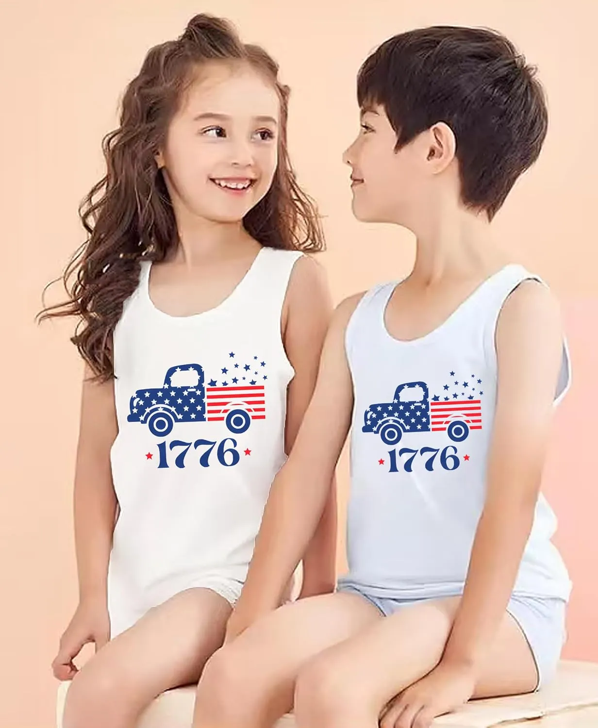 4th of July Tank Tops Boys Girls American Flag Shirts Kids Patriotic USA T-Shirt Cotton Sleeveless Tees Tops 1-7T