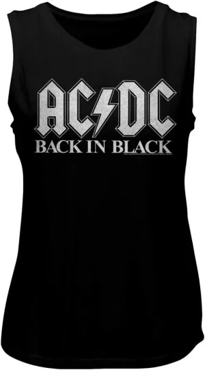 ACDC 1973 Heavy Metal Rock Band Music Group Back in Black Ladies Muscle Tank Top