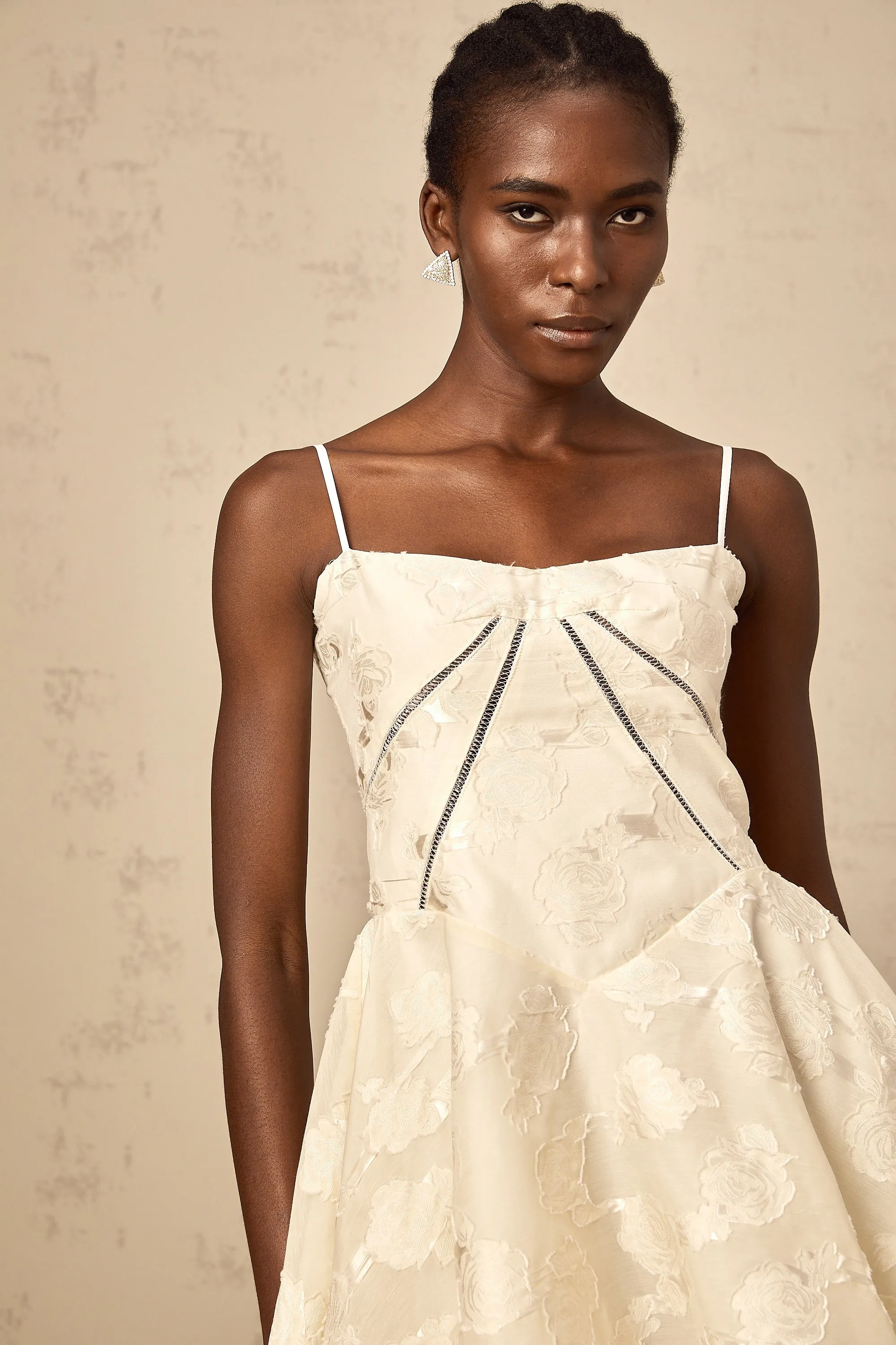 Adabella white floral-jacquard mini dress