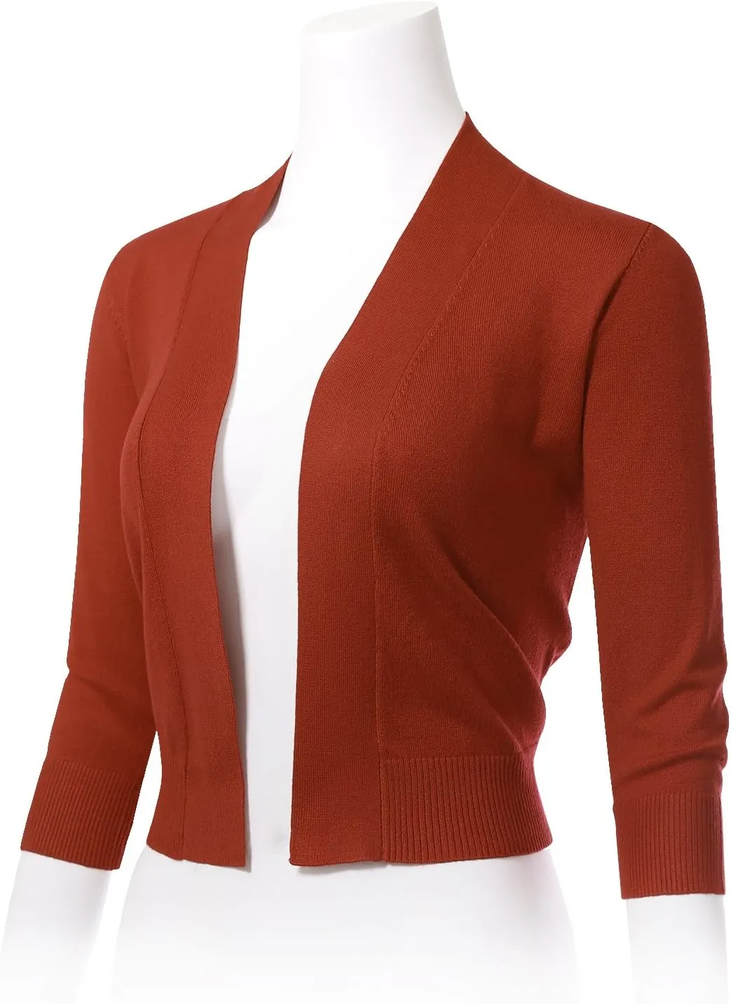 Allsense Women's 3/4 Sleeve Cropped Bolero Shrug Cardigan