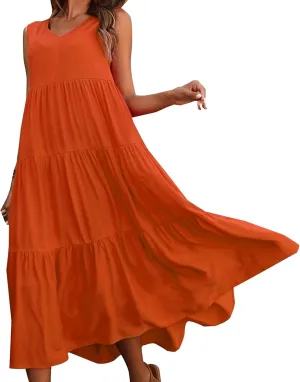 Aniywn Beach Sundresses for Women 2025 Vacation Coverup Summer Dresses for Women Beach Floral Sundress Casual Boho Tank Dress