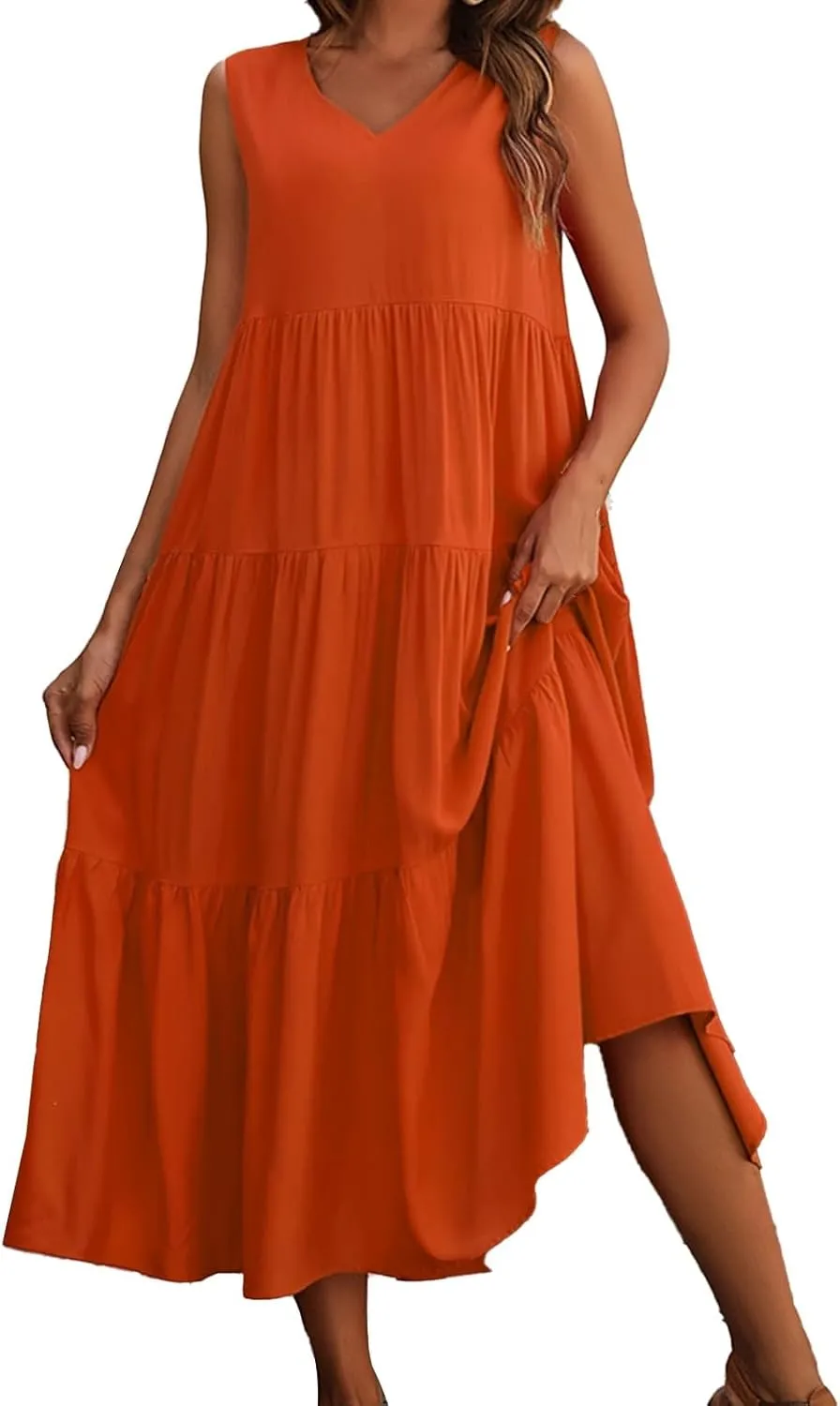 Aniywn Beach Sundresses for Women 2025 Vacation Coverup Summer Dresses for Women Beach Floral Sundress Casual Boho Tank Dress