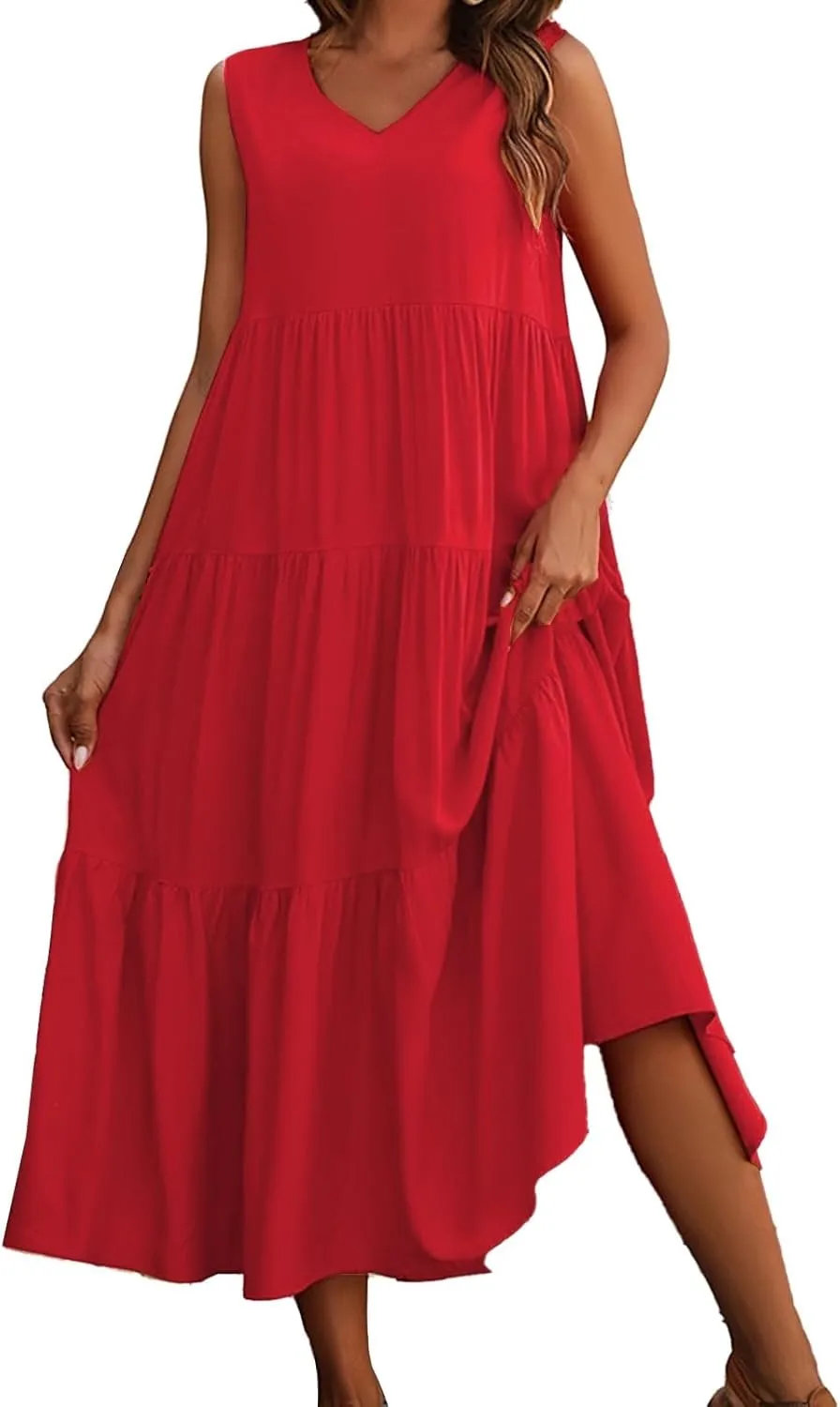 Aniywn Beach Sundresses for Women 2025 Vacation Coverup Summer Dresses for Women Beach Floral Sundress Casual Boho Tank Dress