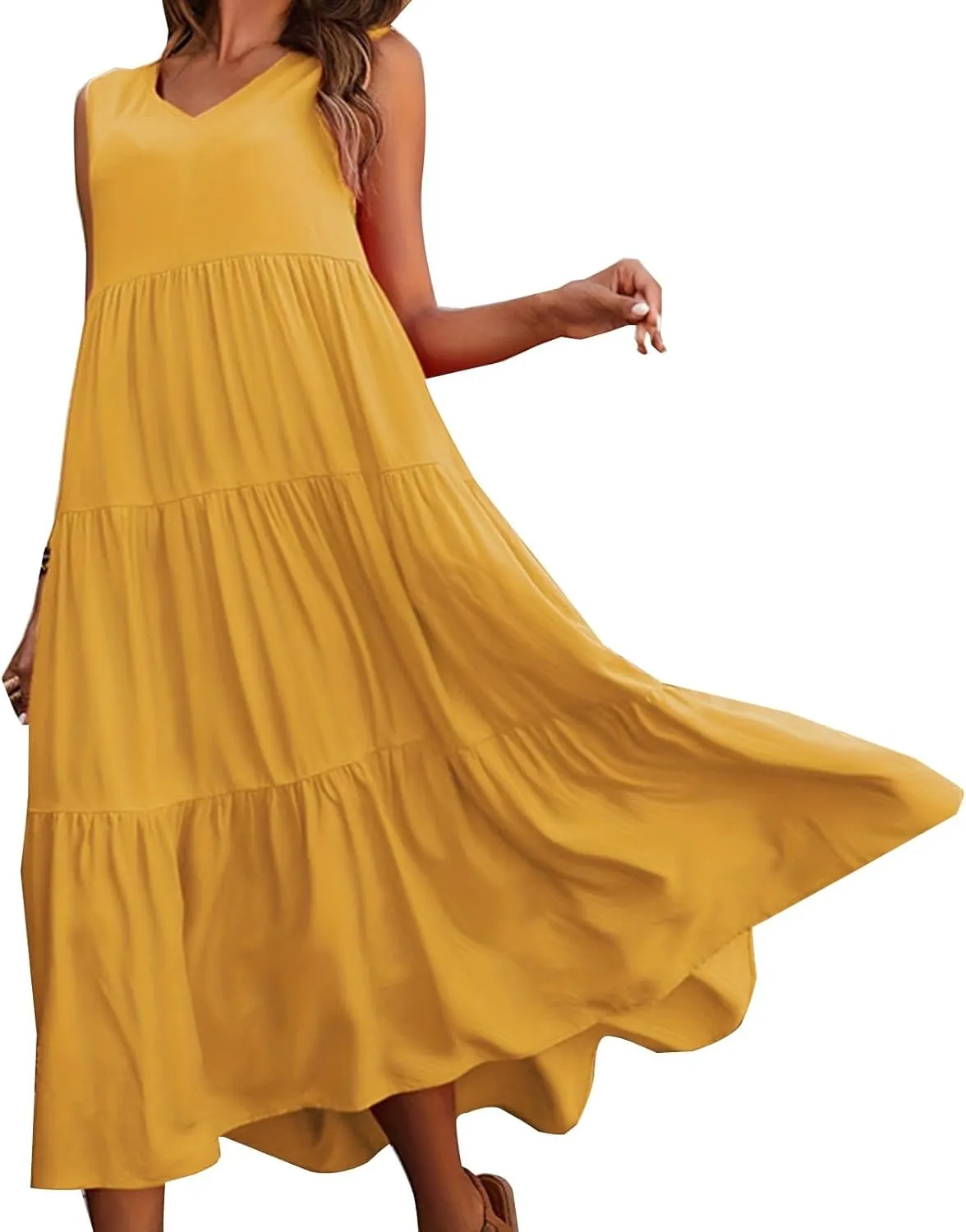 Aniywn Beach Sundresses for Women 2025 Vacation Coverup Summer Dresses for Women Beach Floral Sundress Casual Boho Tank Dress