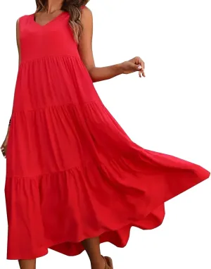Aniywn Beach Sundresses for Women 2025 Vacation Coverup Summer Dresses for Women Beach Floral Sundress Casual Boho Tank Dress
