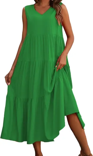 Aniywn Beach Sundresses for Women 2025 Vacation Coverup Summer Dresses for Women Beach Floral Sundress Casual Boho Tank Dress