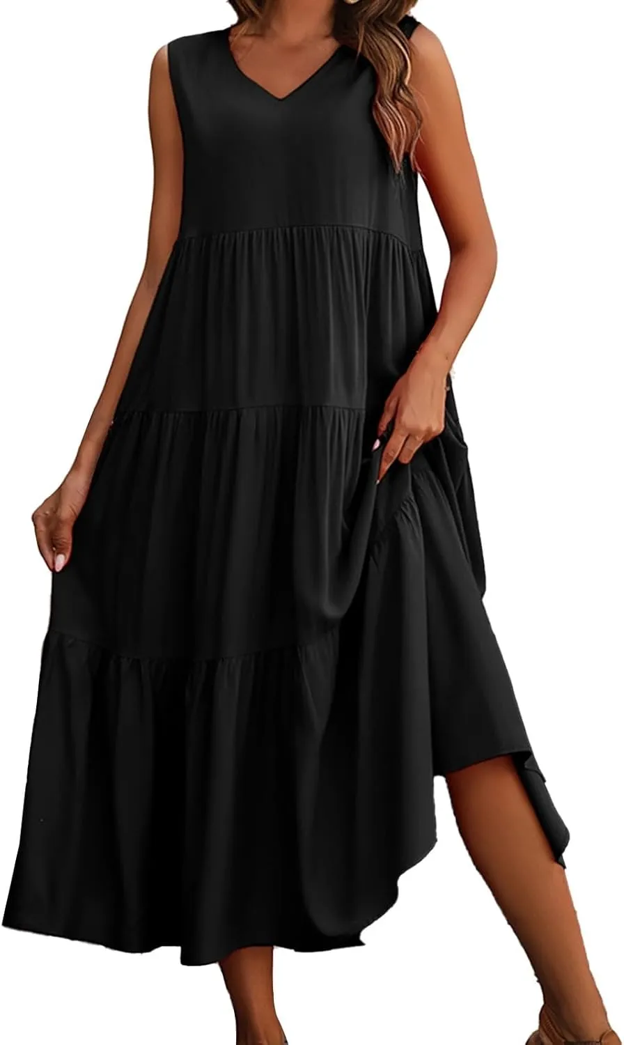 Aniywn Beach Sundresses for Women 2025 Vacation Coverup Summer Dresses for Women Beach Floral Sundress Casual Boho Tank Dress
