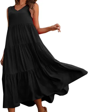 Aniywn Beach Sundresses for Women 2025 Vacation Coverup Summer Dresses for Women Beach Floral Sundress Casual Boho Tank Dress