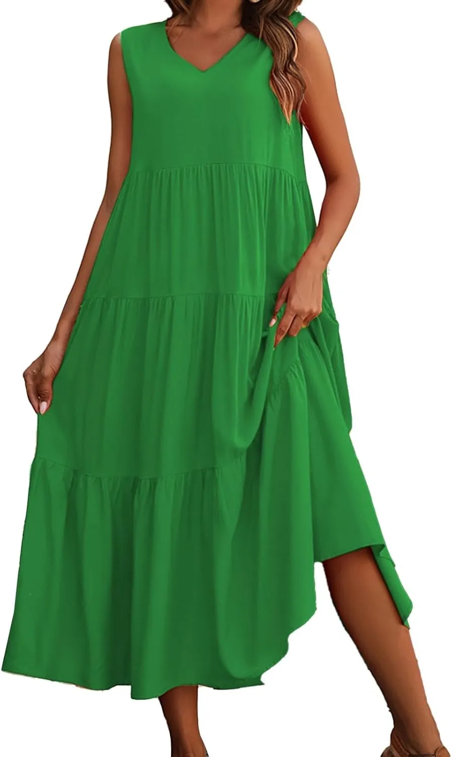 Aniywn Beach Sundresses for Women 2025 Vacation Coverup Summer Dresses for Women Beach Floral Sundress Casual Boho Tank Dress