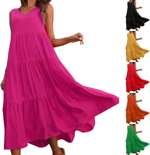 Aniywn Beach Sundresses for Women 2025 Vacation Coverup Summer Dresses for Women Beach Floral Sundress Casual Boho Tank Dress