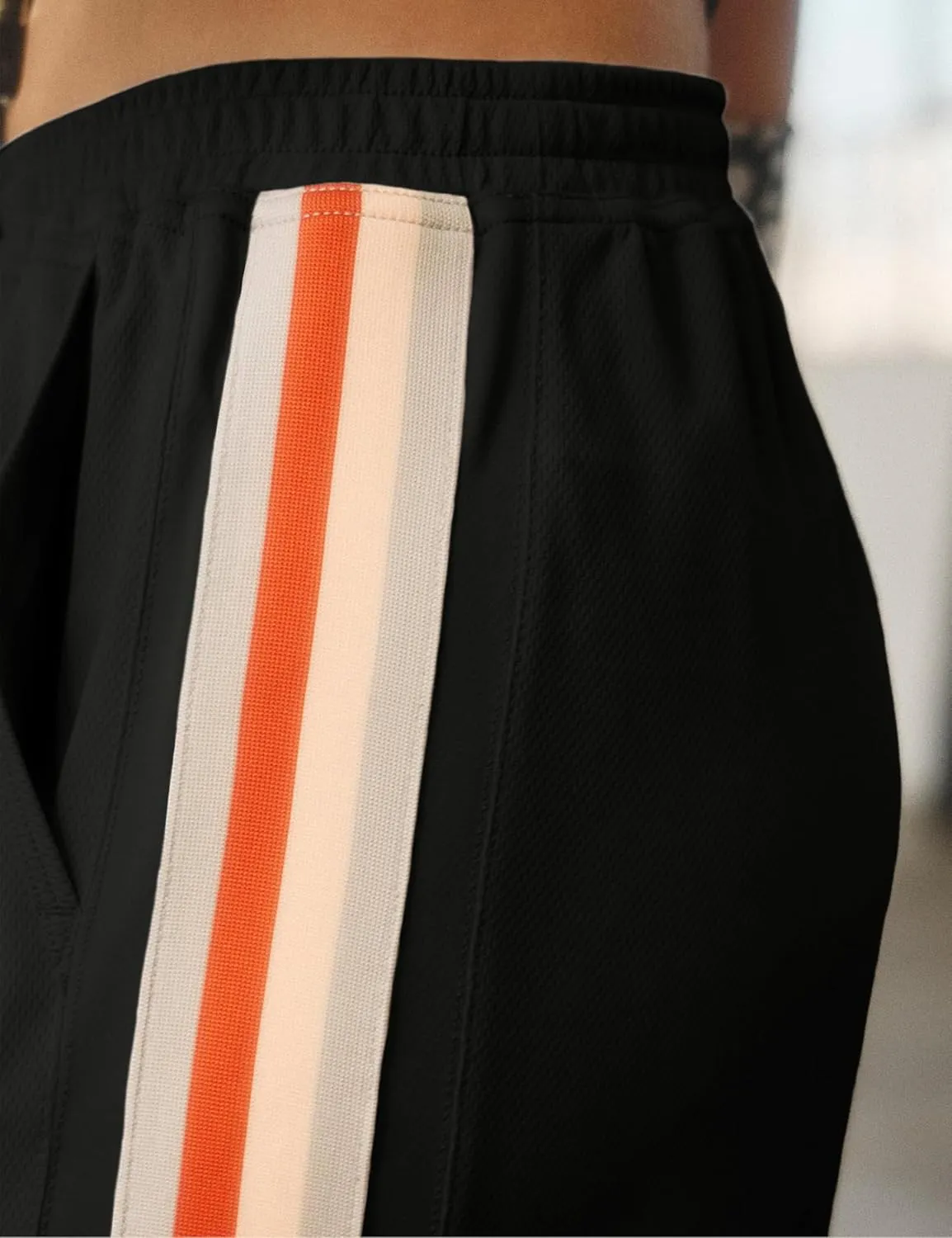 Athlisan Womens Athletic Wide Leg Trousers Side Stripes Drawstring Waist Casual Low Rise Palazzo Pants with Pockets