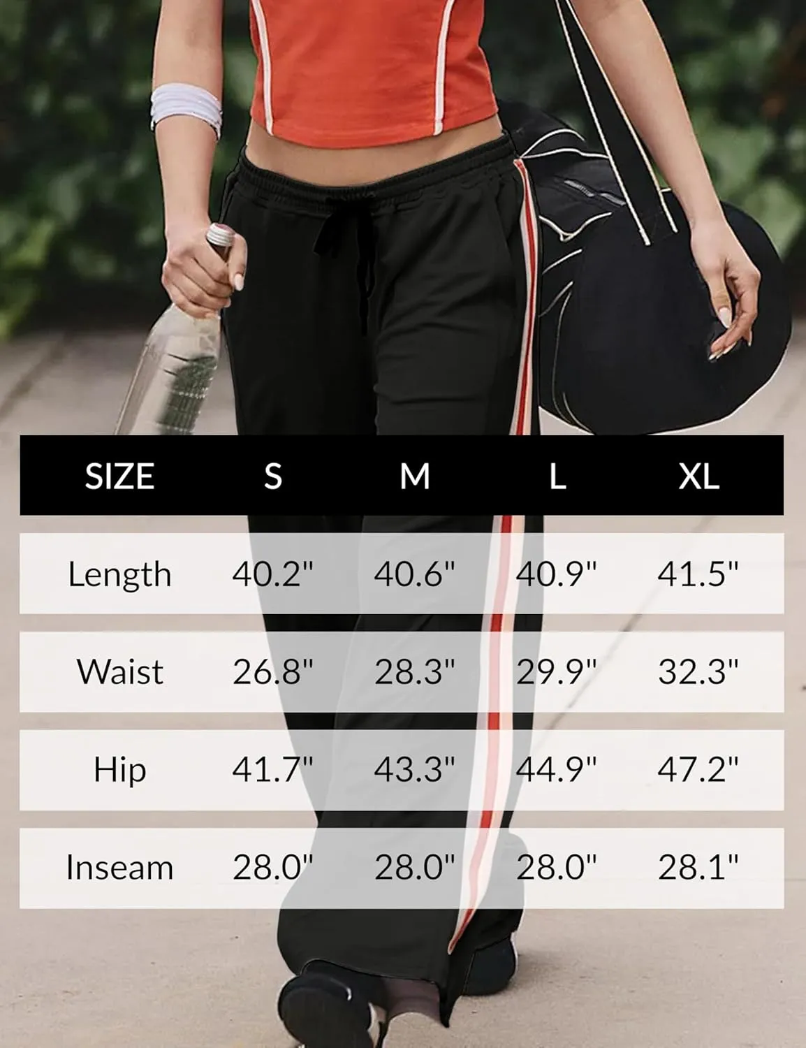 Athlisan Womens Athletic Wide Leg Trousers Side Stripes Drawstring Waist Casual Low Rise Palazzo Pants with Pockets