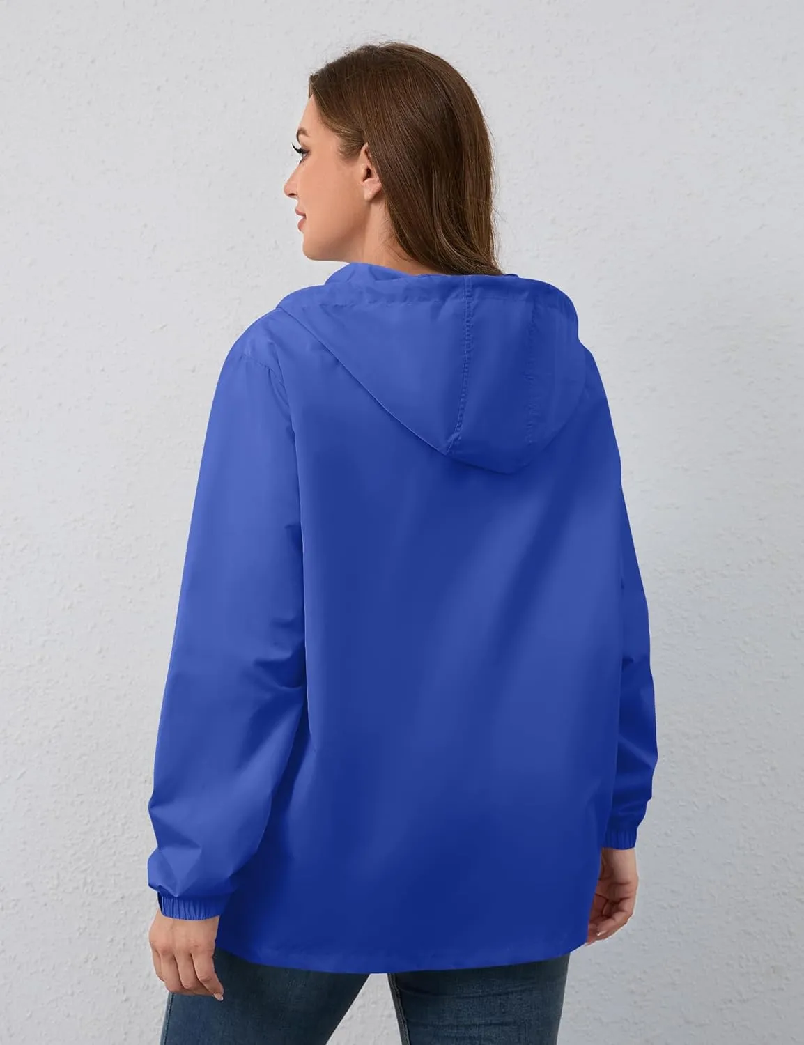 Avoogue Plus Size Womens Rain Jacket with Hood,Packable,Lightweight,Windbreaker,Waterproof Thin Jackets,Hiking,Travel