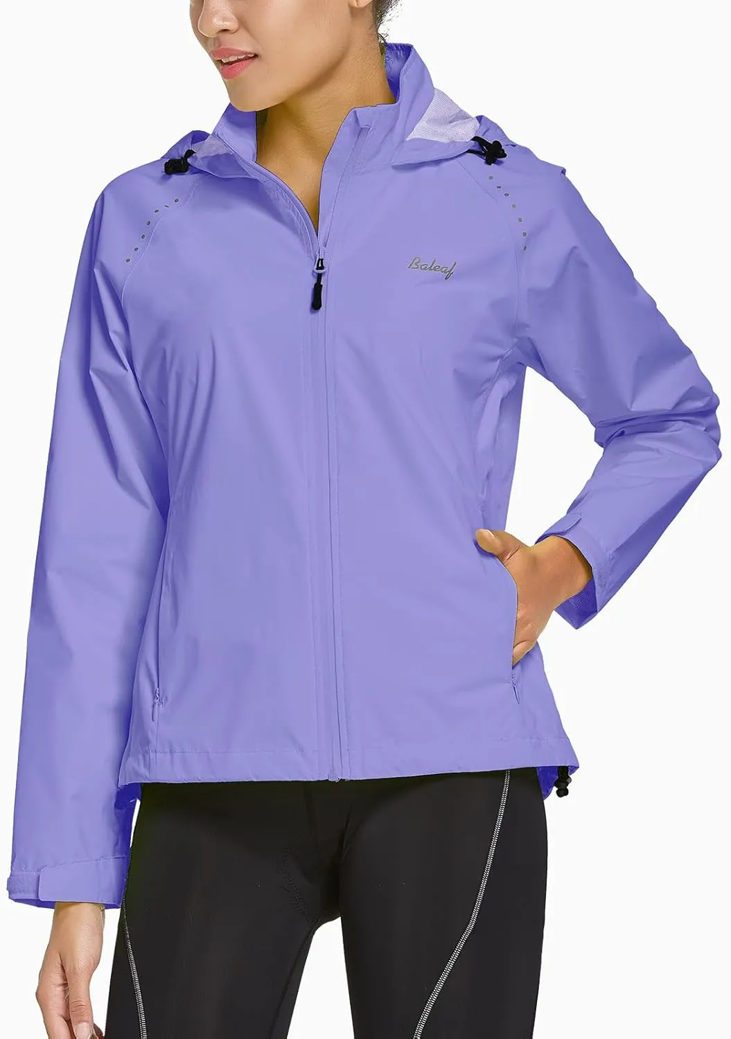 baleaf Women's Rain Jackets Waterproof Windbreaker Packable Running Lightweight Cycling Jacket Reflective Hooded