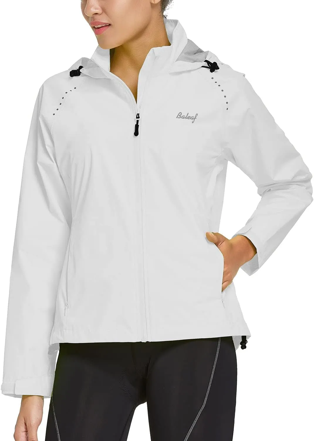 baleaf Women's Rain Jackets Waterproof Windbreaker Packable Running Lightweight Cycling Jacket Reflective Hooded