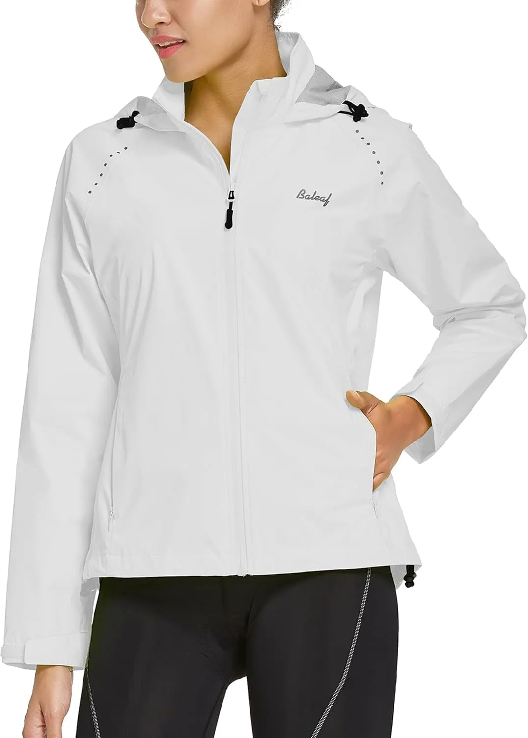 baleaf Women's Rain Jackets Waterproof Windbreaker Packable Running Lightweight Cycling Jacket Reflective Hooded