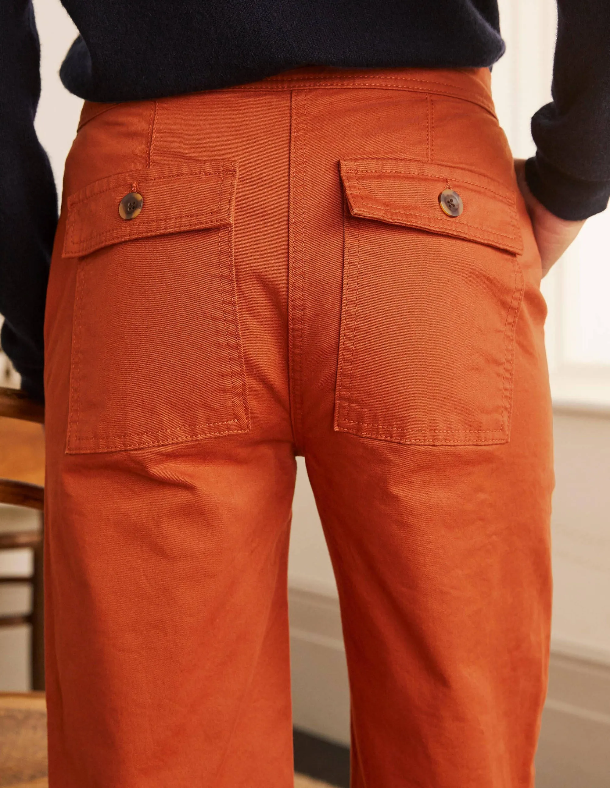 Beaufort Button Fly Trousers-Copper Red