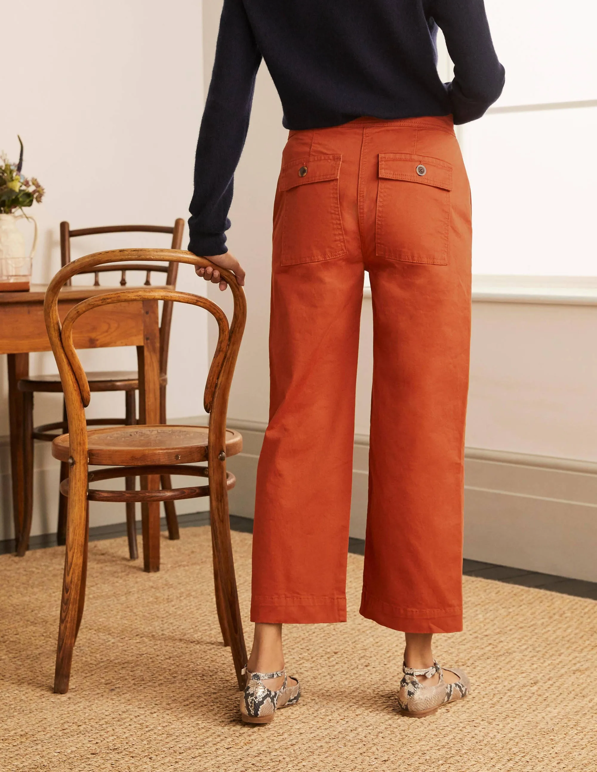 Beaufort Button Fly Trousers-Copper Red