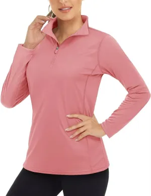 Boladeci Women's 1/4 Zip UPF 50  Sun Shirts Long Sleeve Golf Shirts UV Protection Lightweight Swim Athletic Tops Quick Dry