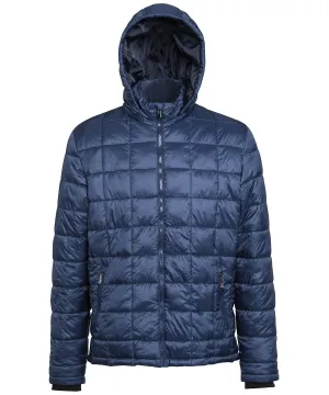 Box quilt hooded jacket | Navy