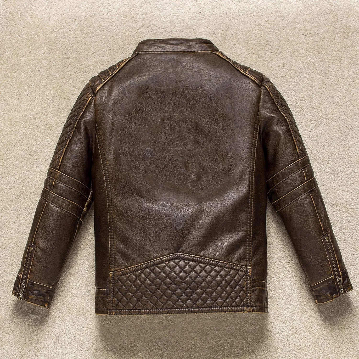 Boys Motorcycle Jacket Faux Leather Jackets for Kids Coats for Costume Party Waterproof