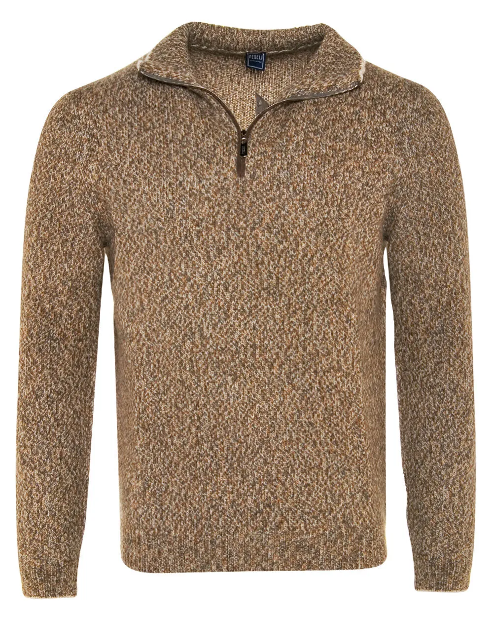 Brown Eco Twist Quarter Zip Sweater