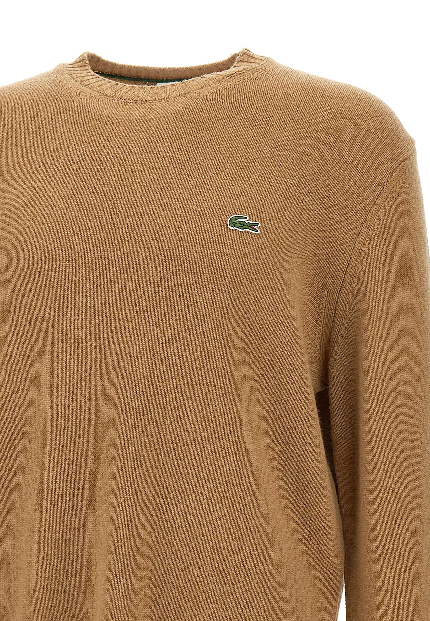 Camel Wool Sweater with Iconic Logo