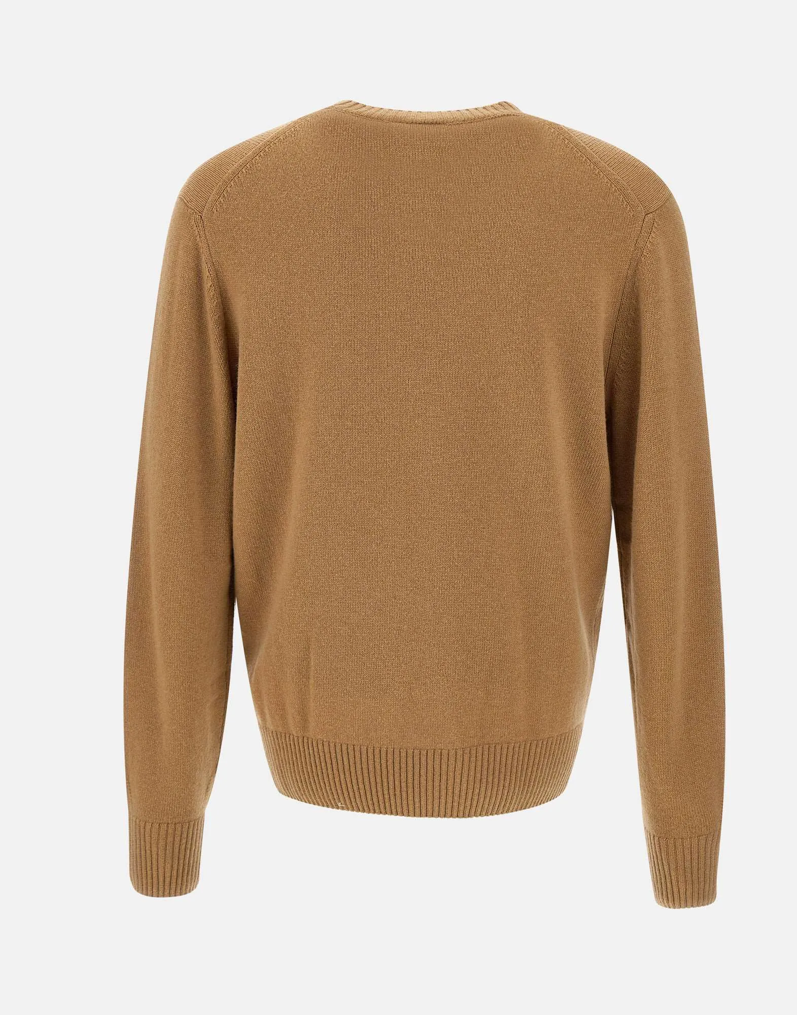Camel Wool Sweater with Iconic Logo
