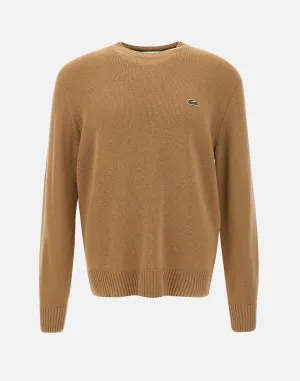 Camel Wool Sweater with Iconic Logo