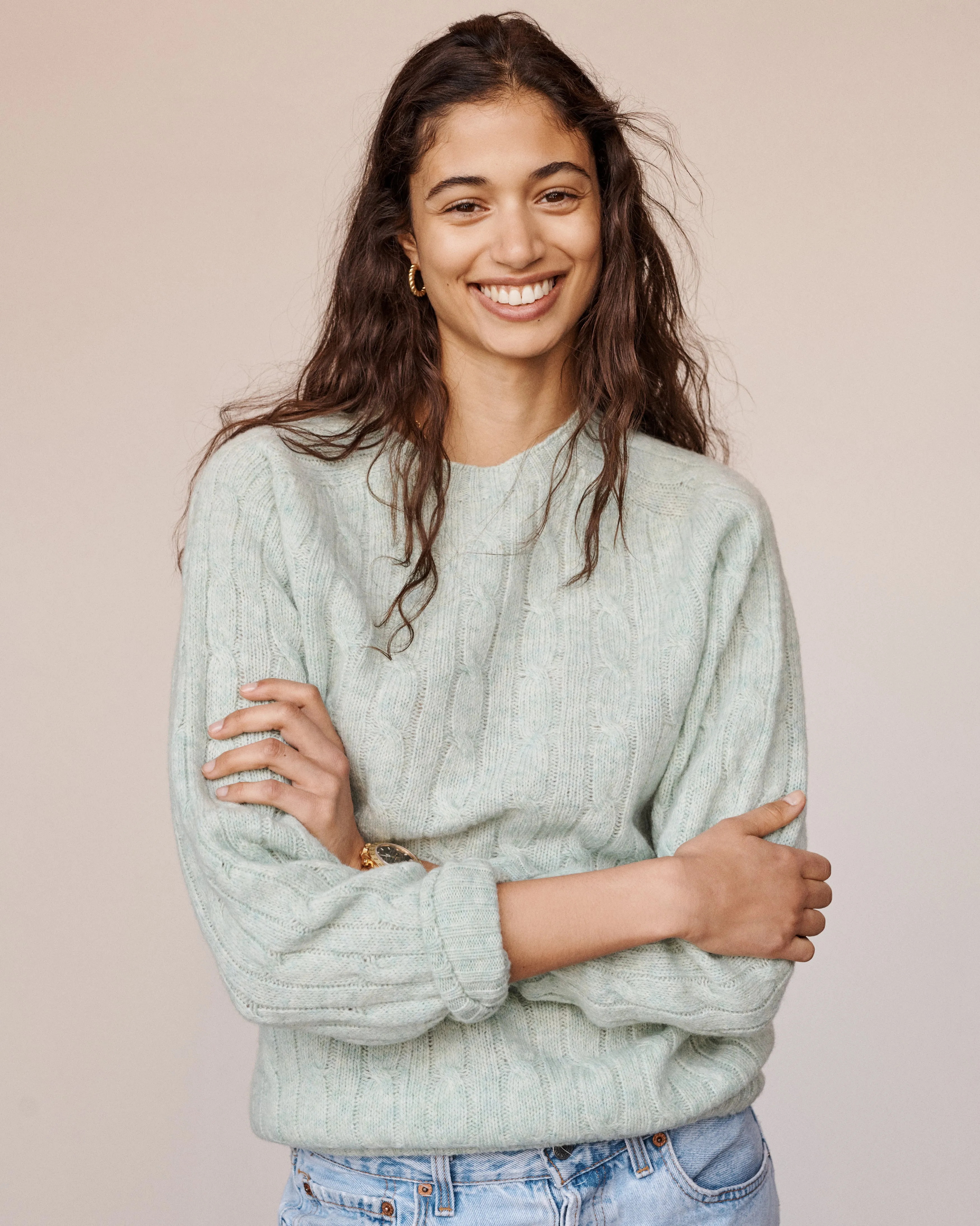 Classic Logo Cableknit Sweater - Menta
