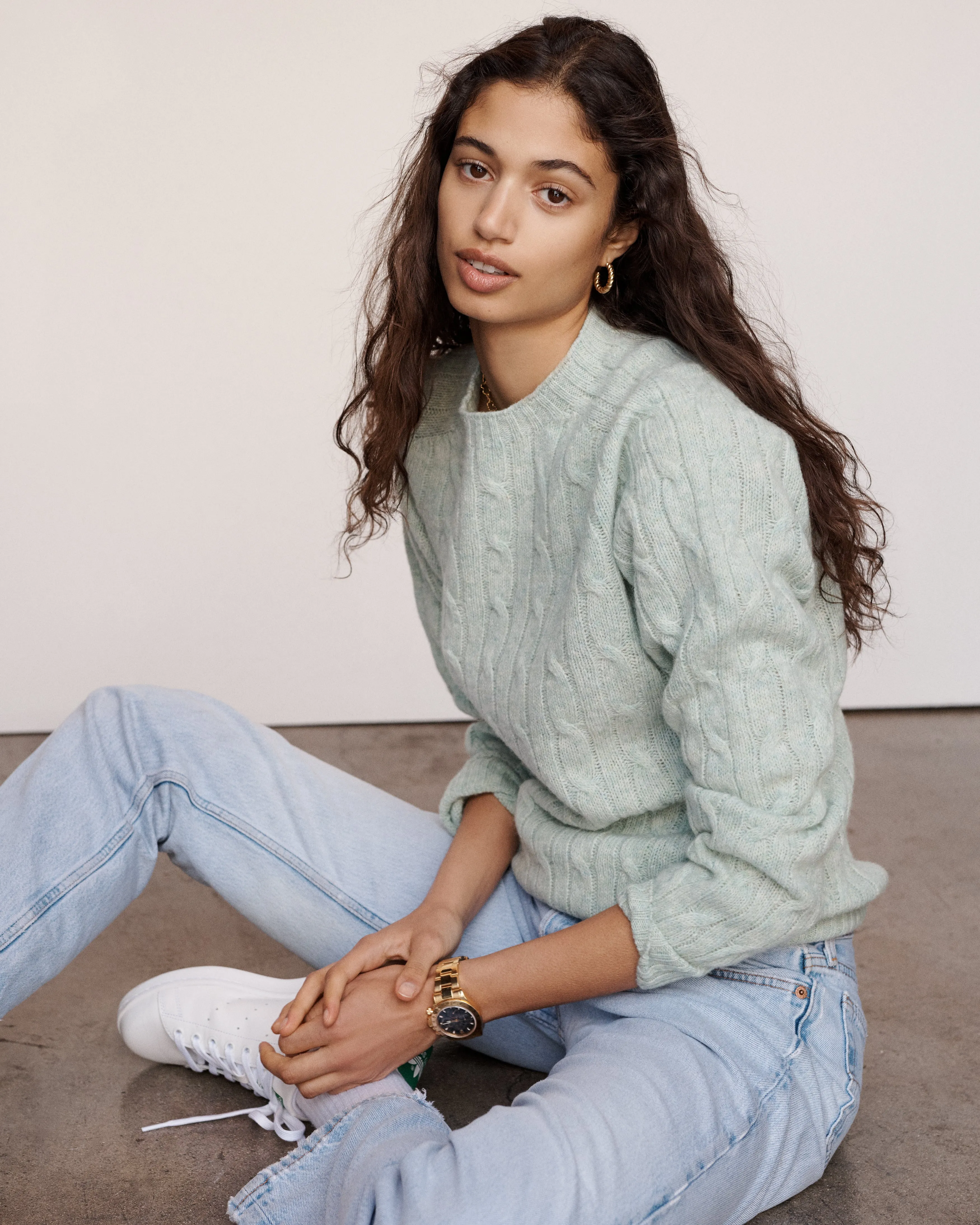 Classic Logo Cableknit Sweater - Menta