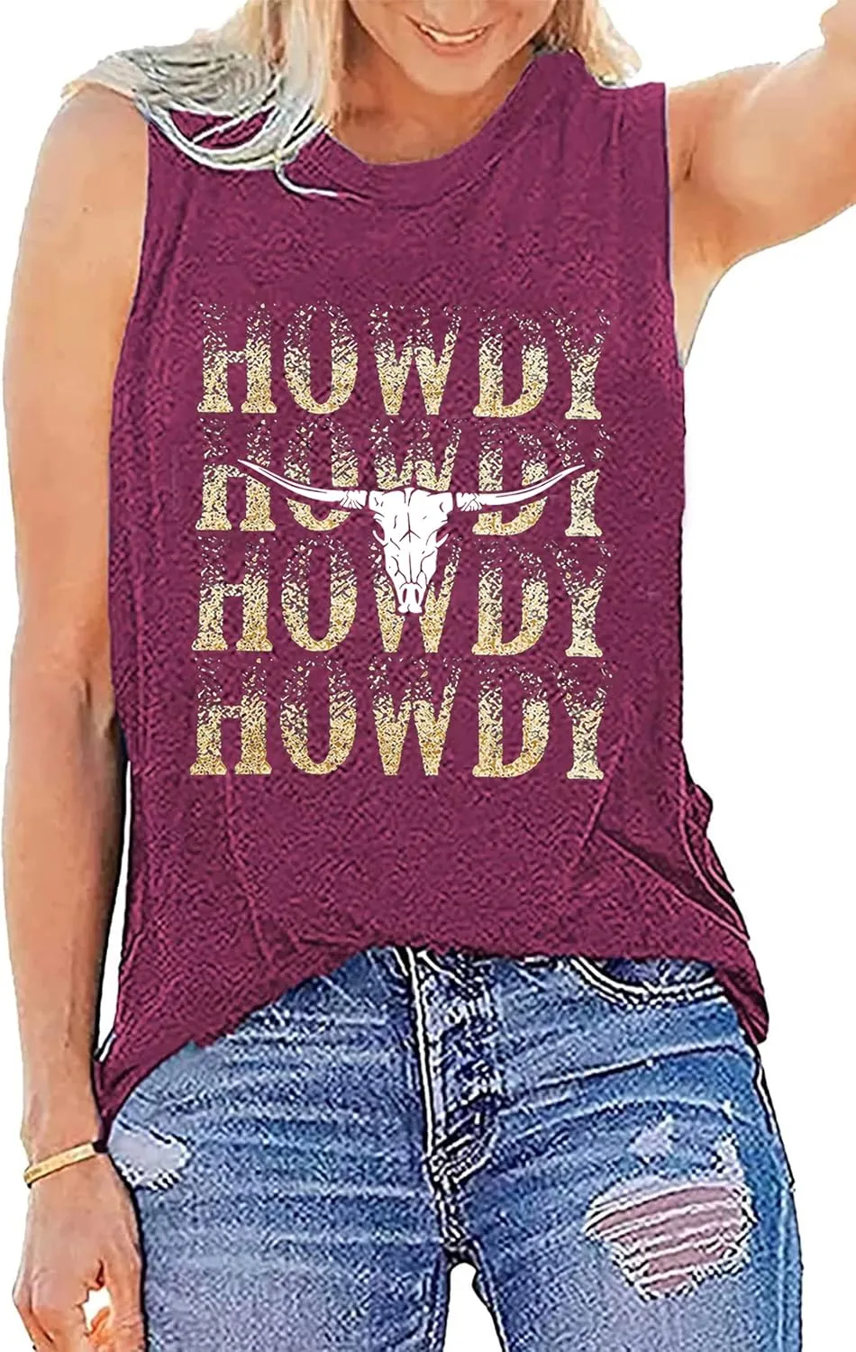 COLORFUL BLING Country Music Tank Tops Women Western Howdy Tees Vest Cowgirl Vacation Sleeveless Tops Concert Outfits
