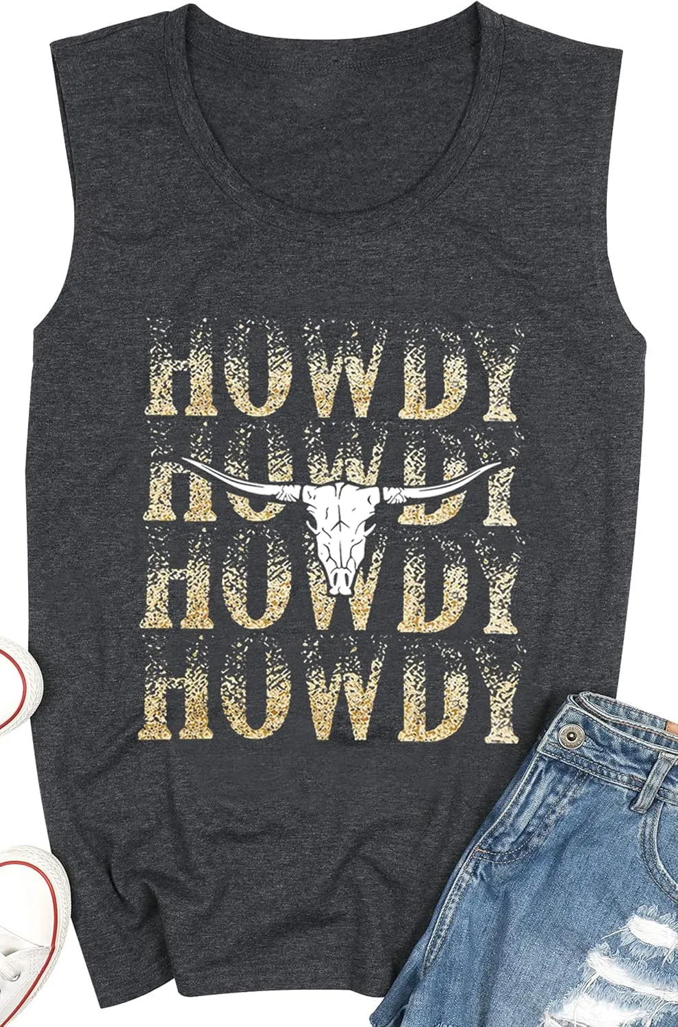 COLORFUL BLING Country Music Tank Tops Women Western Howdy Tees Vest Cowgirl Vacation Sleeveless Tops Concert Outfits