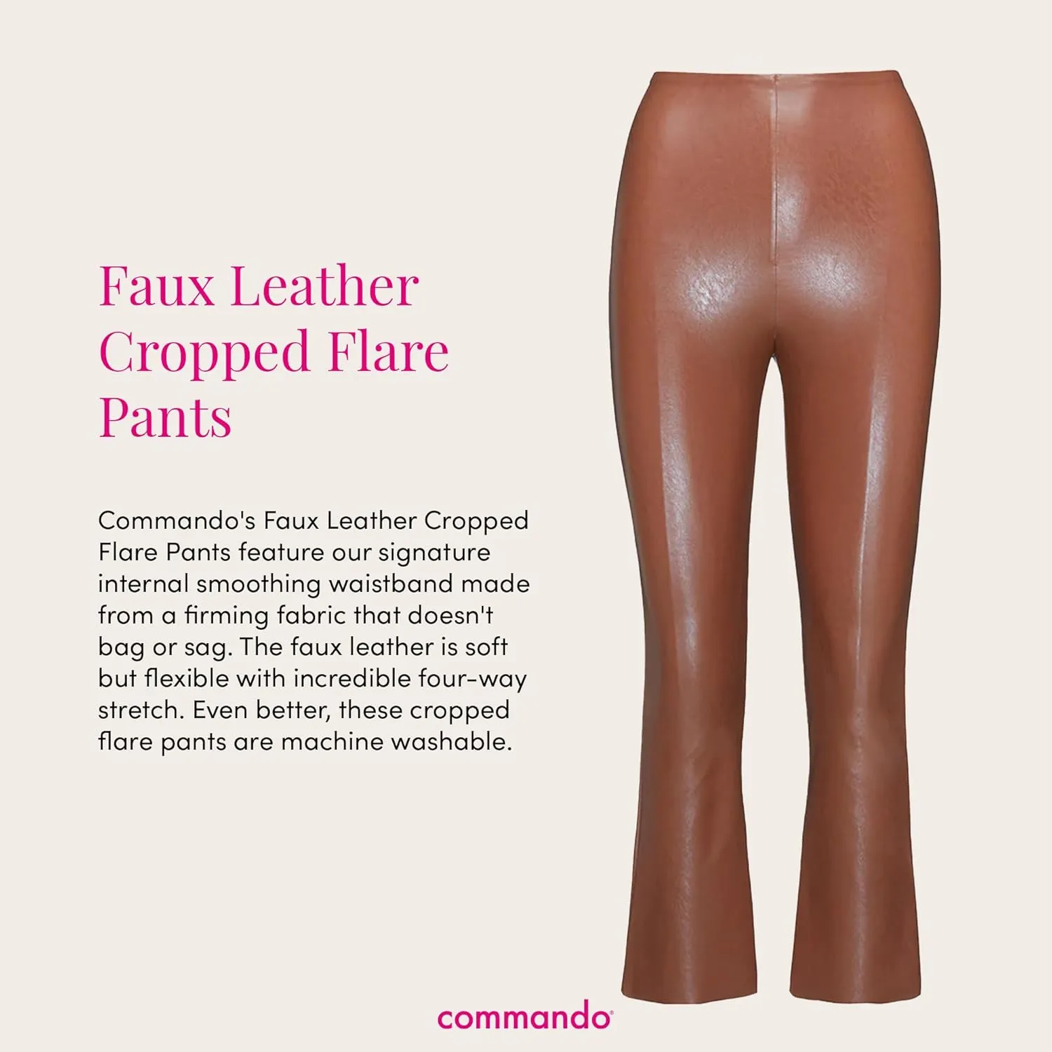 commando - Faux Leather Cropped Flare Leggings | High-Rise, Raw-Cut Hem | Sculpting Yet Flexible & Soft | Machine Washable