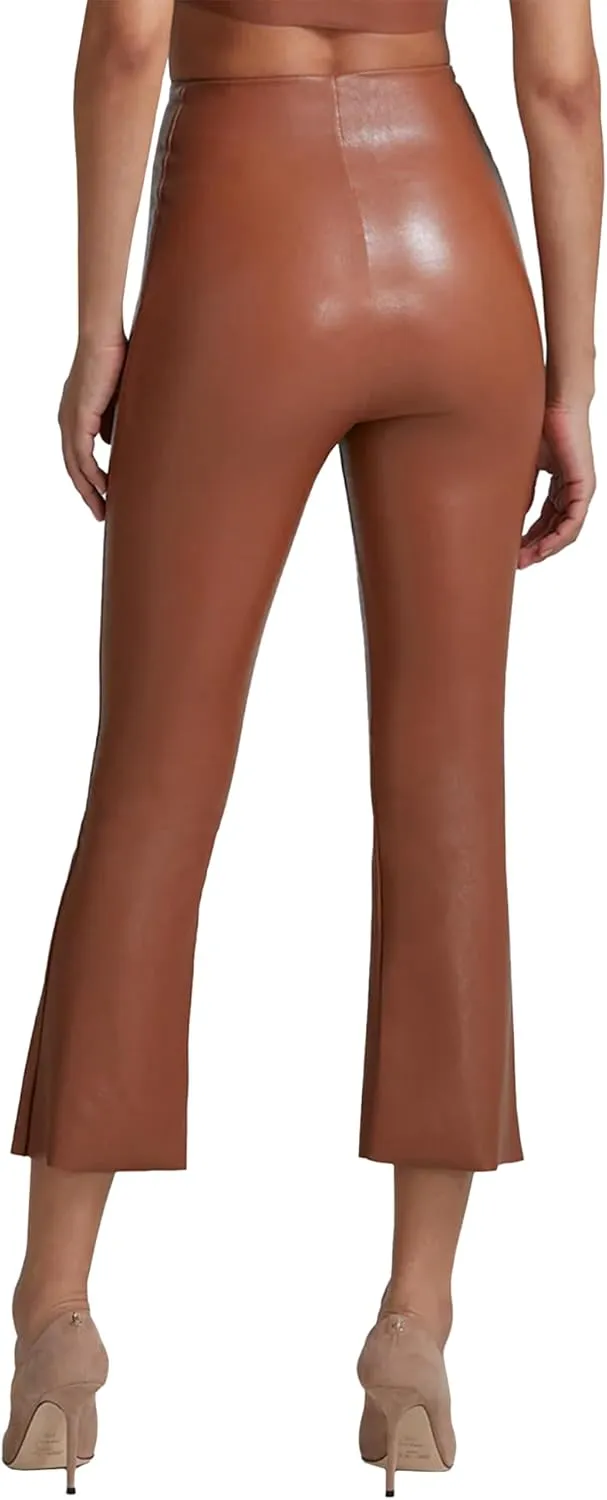 commando - Faux Leather Cropped Flare Leggings | High-Rise, Raw-Cut Hem | Sculpting Yet Flexible & Soft | Machine Washable
