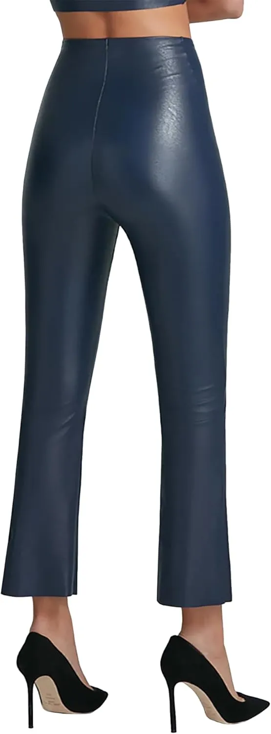 commando - Faux Leather Cropped Flare Leggings | High-Rise, Raw-Cut Hem | Sculpting Yet Flexible & Soft | Machine Washable
