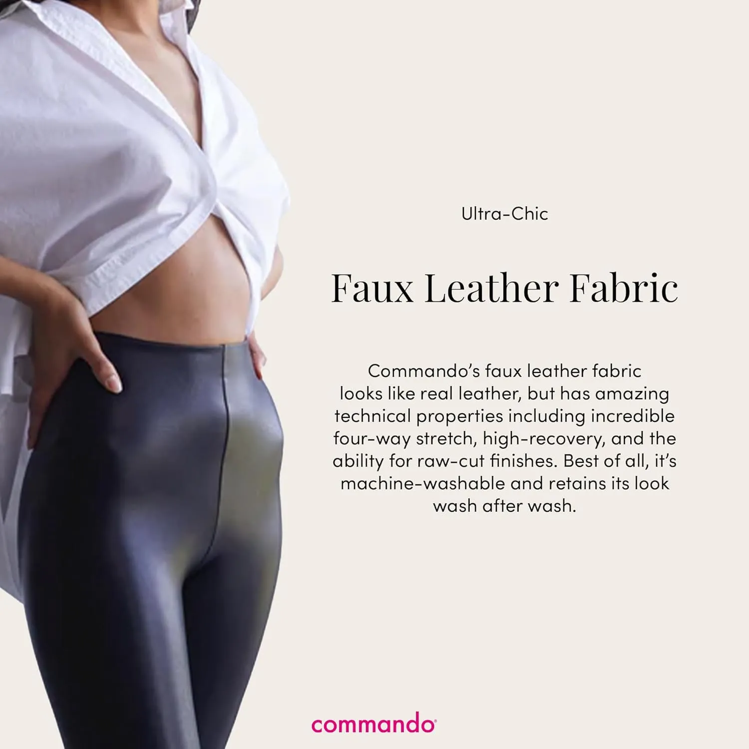 commando - Faux Leather Cropped Flare Leggings | High-Rise, Raw-Cut Hem | Sculpting Yet Flexible & Soft | Machine Washable