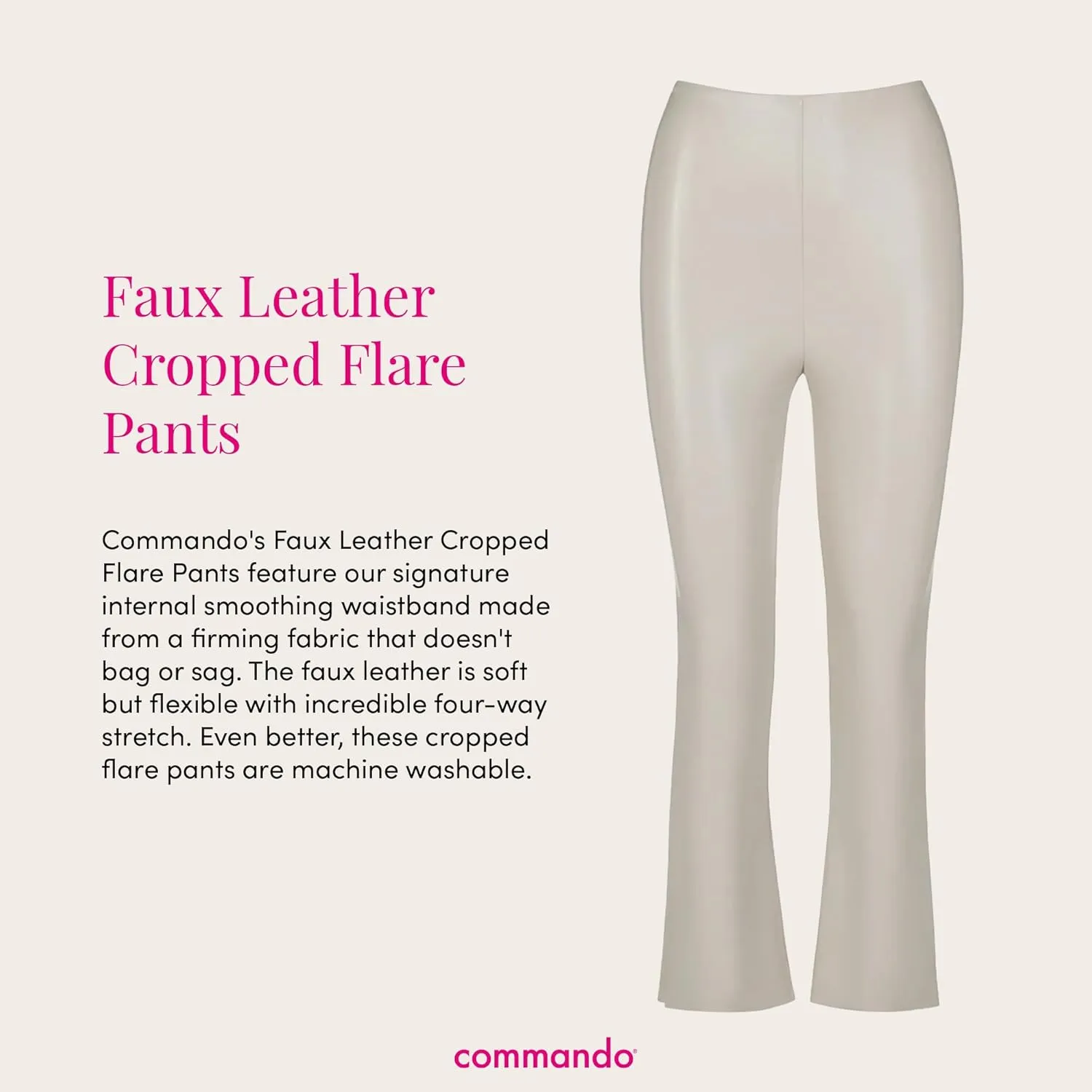 commando - Faux Leather Cropped Flare Leggings | High-Rise, Raw-Cut Hem | Sculpting Yet Flexible & Soft | Machine Washable