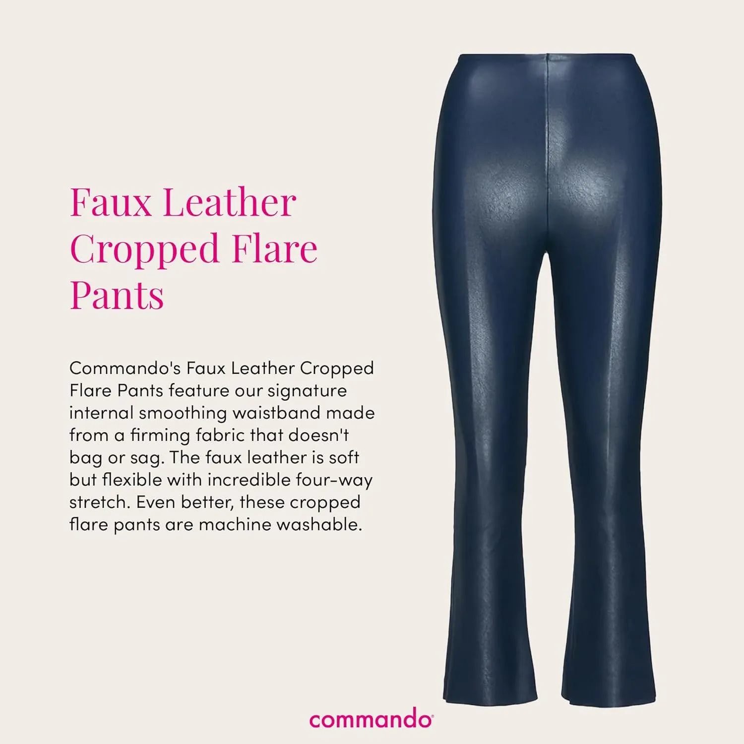 commando - Faux Leather Cropped Flare Leggings | High-Rise, Raw-Cut Hem | Sculpting Yet Flexible & Soft | Machine Washable