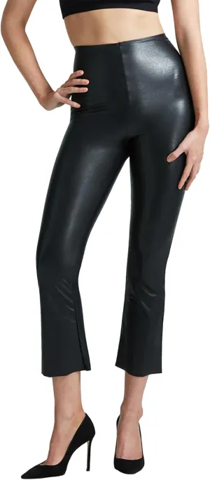 commando - Faux Leather Cropped Flare Leggings | High-Rise, Raw-Cut Hem | Sculpting Yet Flexible & Soft | Machine Washable