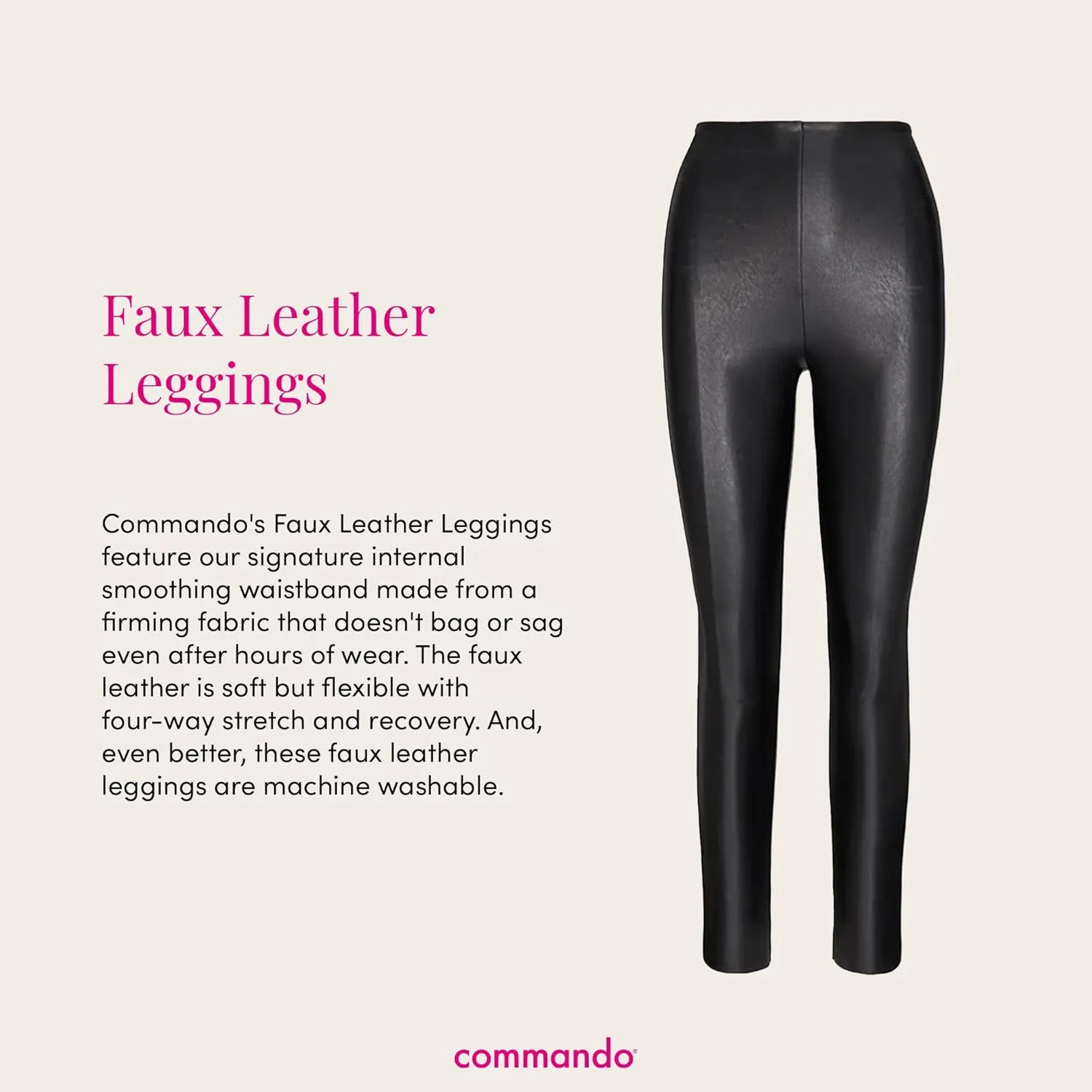 commando - Faux Leather Leggings | Sculpting Yet Soft & Flexible | Raw-Cut Finish | Machine Washable, Retains Shape & Color