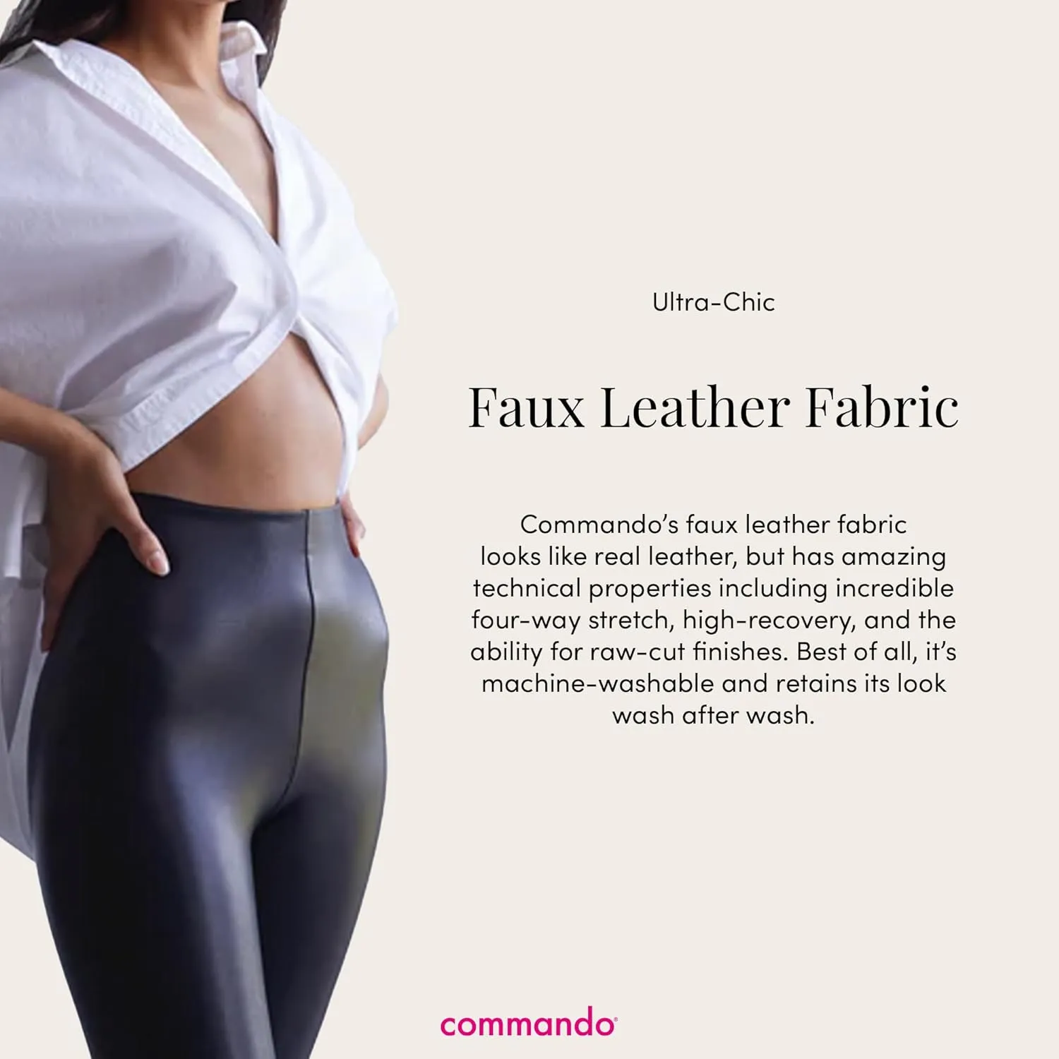 commando - Faux Leather Leggings | Sculpting Yet Soft & Flexible | Raw-Cut Finish | Machine Washable, Retains Shape & Color