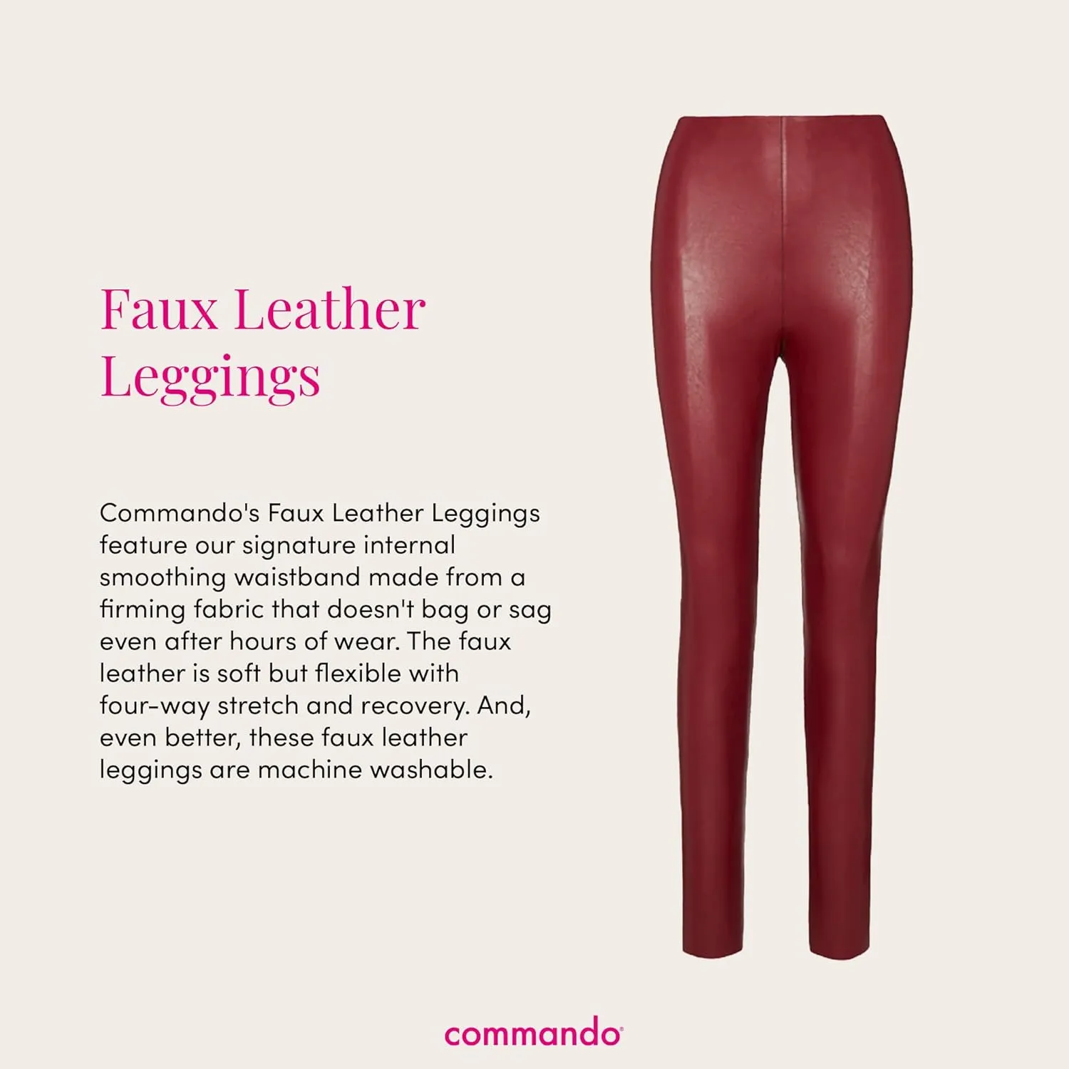 commando - Faux Leather Leggings | Sculpting Yet Soft & Flexible | Raw-Cut Finish | Machine Washable, Retains Shape & Color